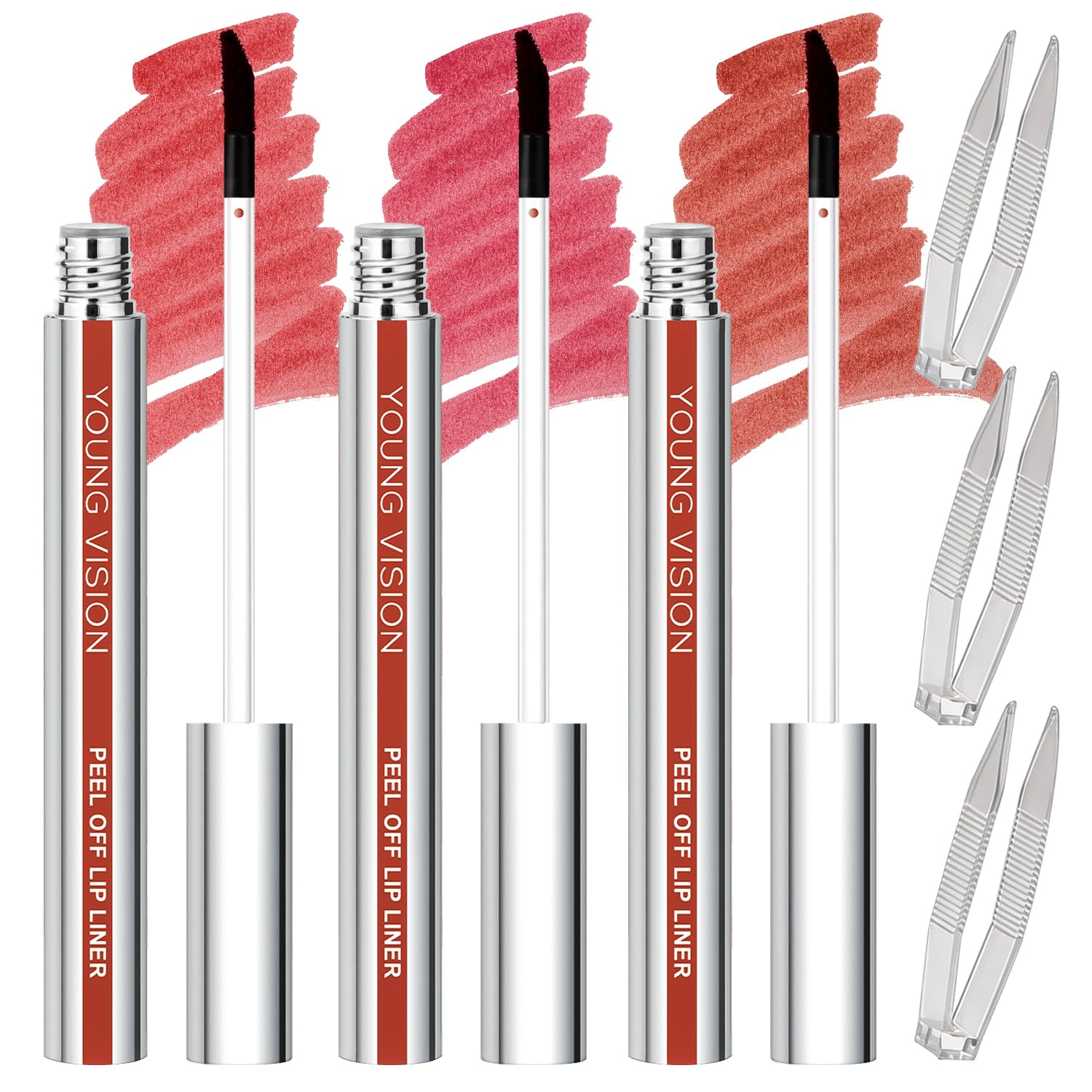 3 Colors Peel Of Lip Liner Tint Set, Matte Finish Liquid Lipstick for Women