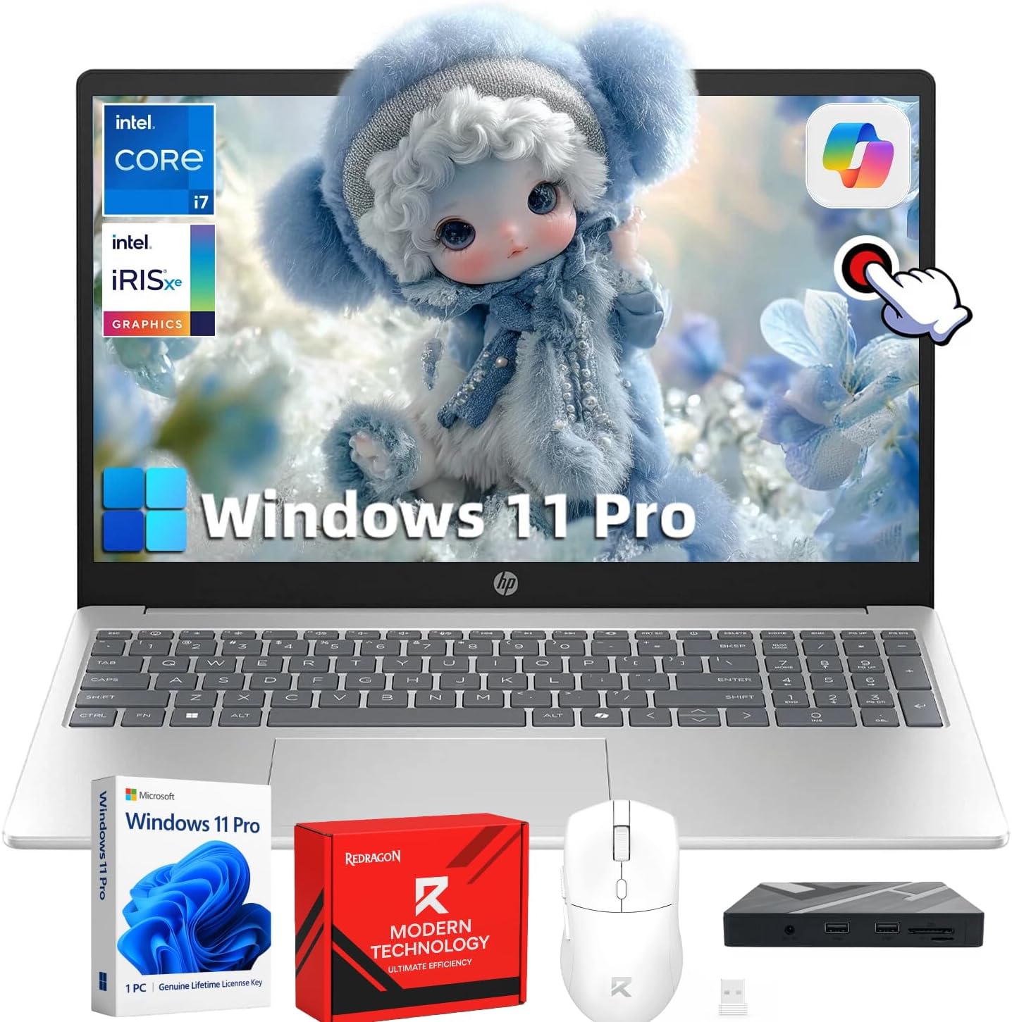 HP Flagship Touchscreen Laptop for Business - 15.6" FHD IPS Touchscreen | Intel Core i7 1355U (up to 5.0 GHz) | 16GB RAM + 512GB SSD | Intel Iris Xe Graphics | Wi-Fi 6 | Windows 11 Pro | Copilot AI