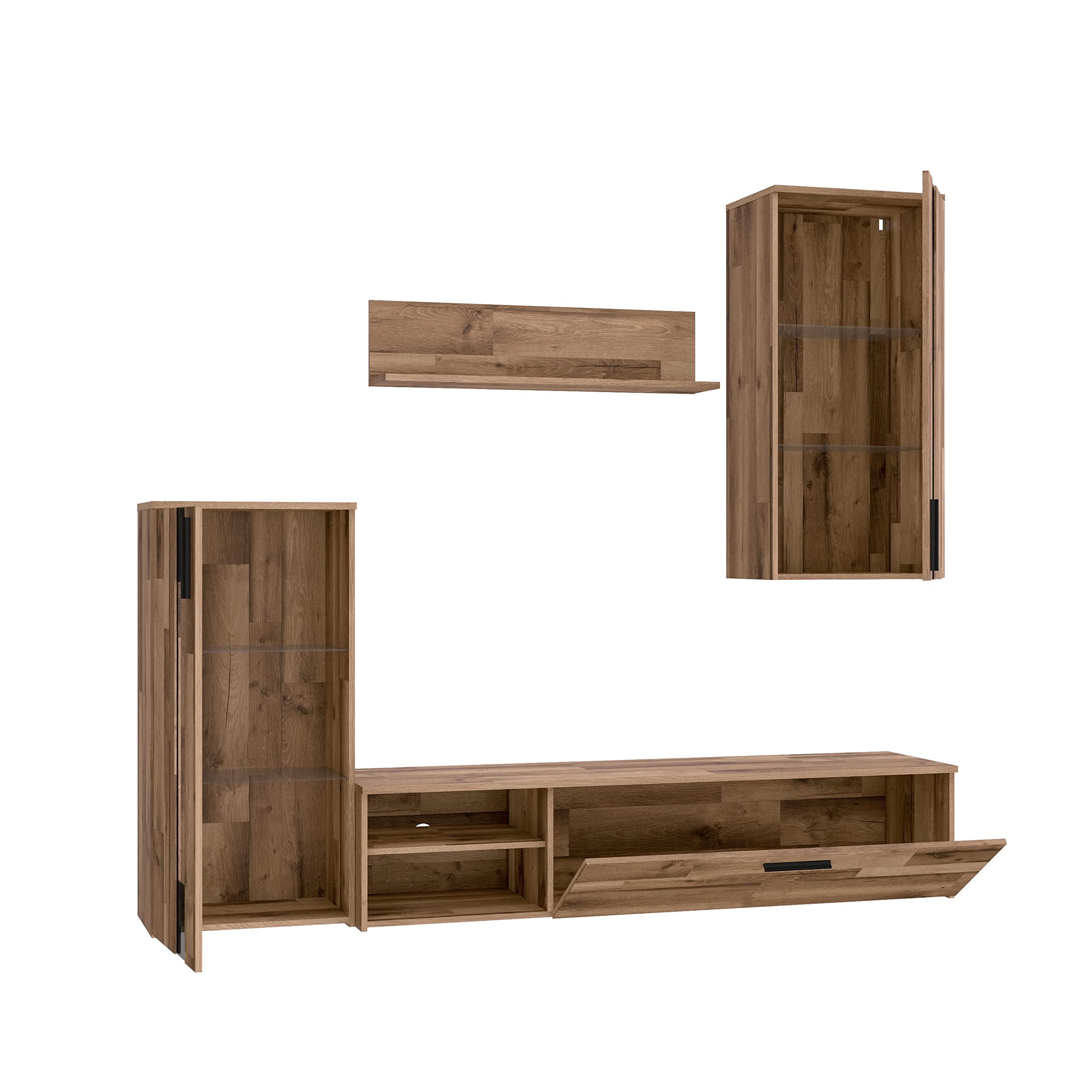 DEINE TANTE EMMA CRCM01-D76 Crunch Old Style Stave Oak Eiche Nb. Dekor Wohnwand Anbauwand Wohnzimmerschrank ca. 213 x 184 x 41 cm