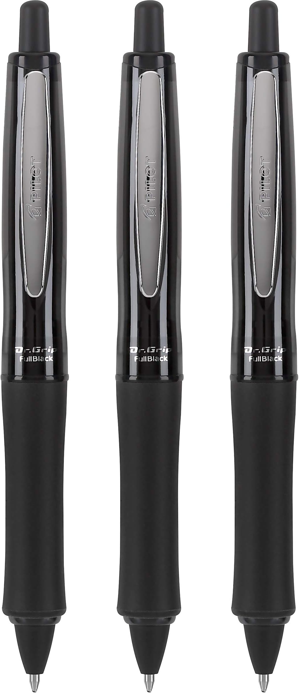 Pilot Dr. Grip FullBlack Advanced Ink Ballpoint Pen, Medium Point, Black Ink, 3 Count (14634)
