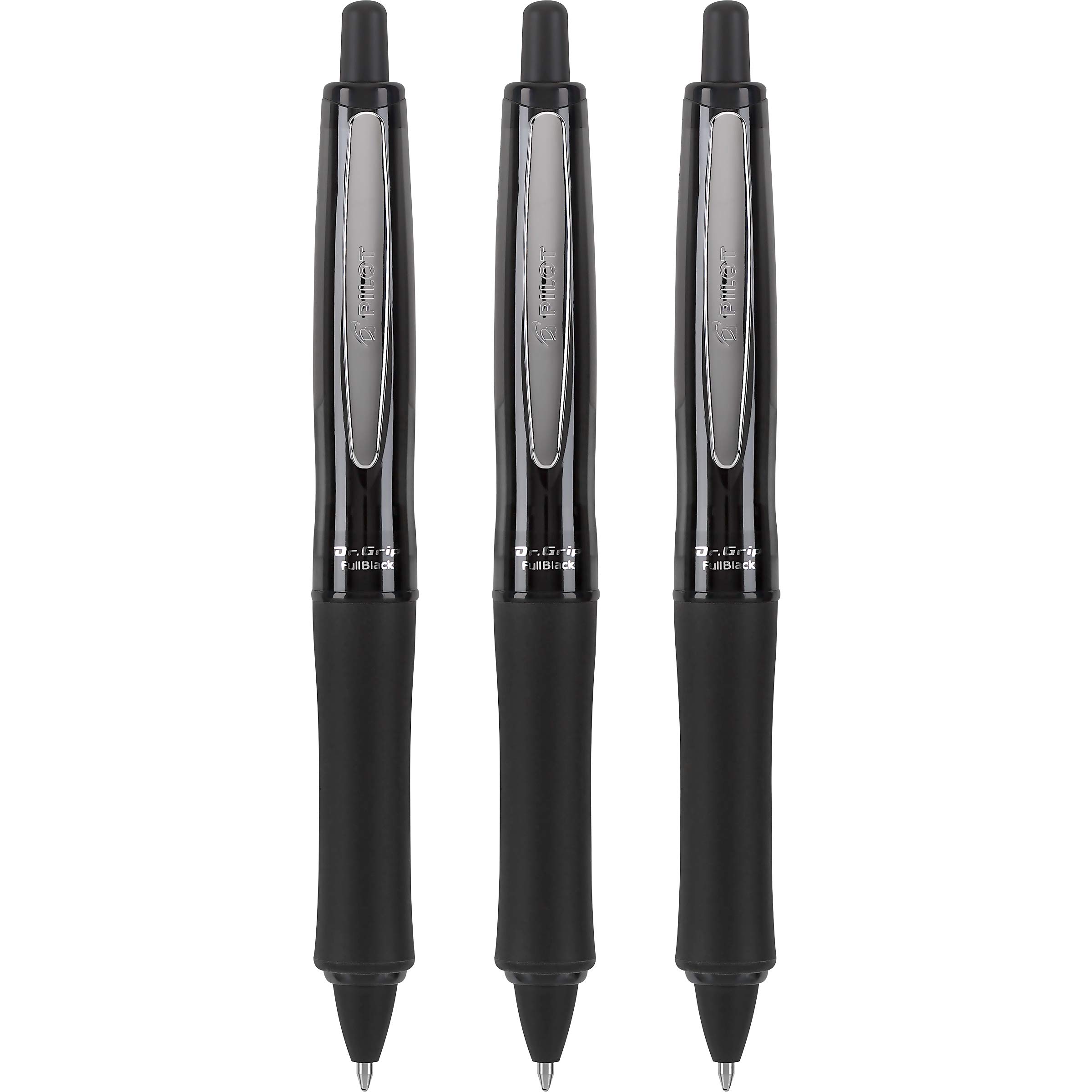 Pilot Dr. Grip FullBlack Advanced Ink Ballpoint Pen, Medium Point, Black Ink, 3 Count (14634)