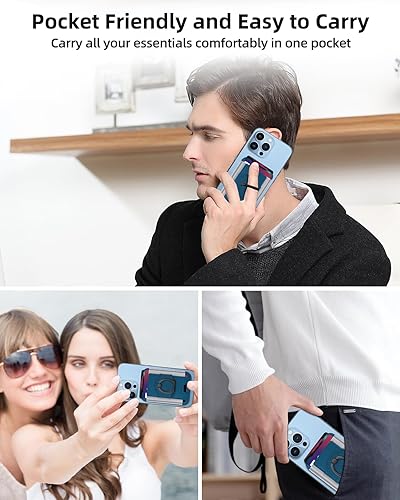 Miniatura 7 de ExtreLife Magsafe Wallet, cartera magnética más fuerte, para iPhone Wallet Magsafe con agarre de anillo, cartera magnética para iPhone serie