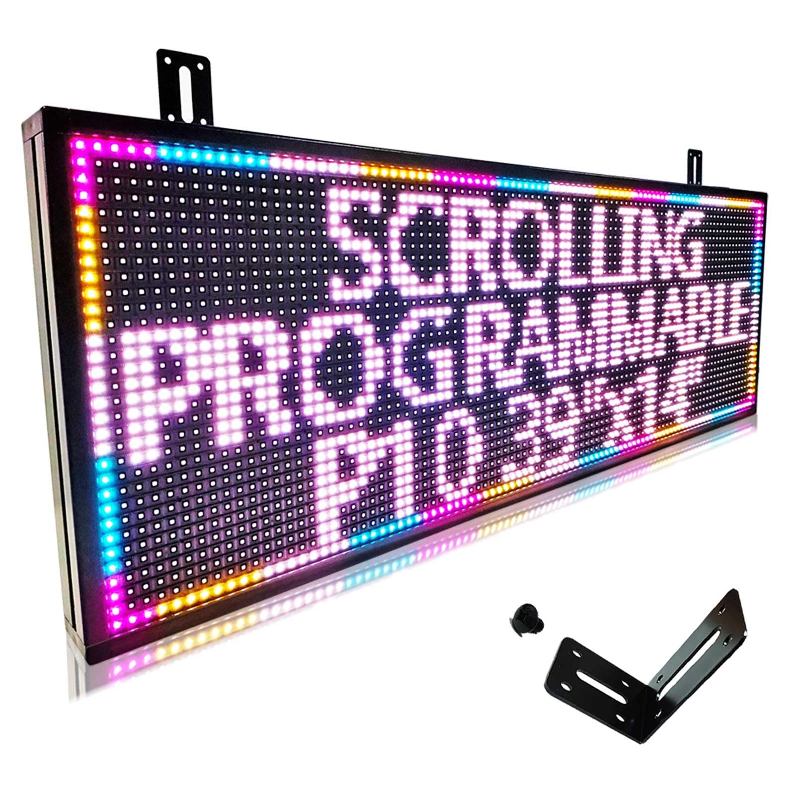 P10 Digital Scrolling Led Sign Board Programmable, Open Neon Signs, Outdoor Waterproof Electronic Message Display Board , Full Color High Brightness Wifi Control, for Advertising Public Business Store Restaurant Window 39''x14''