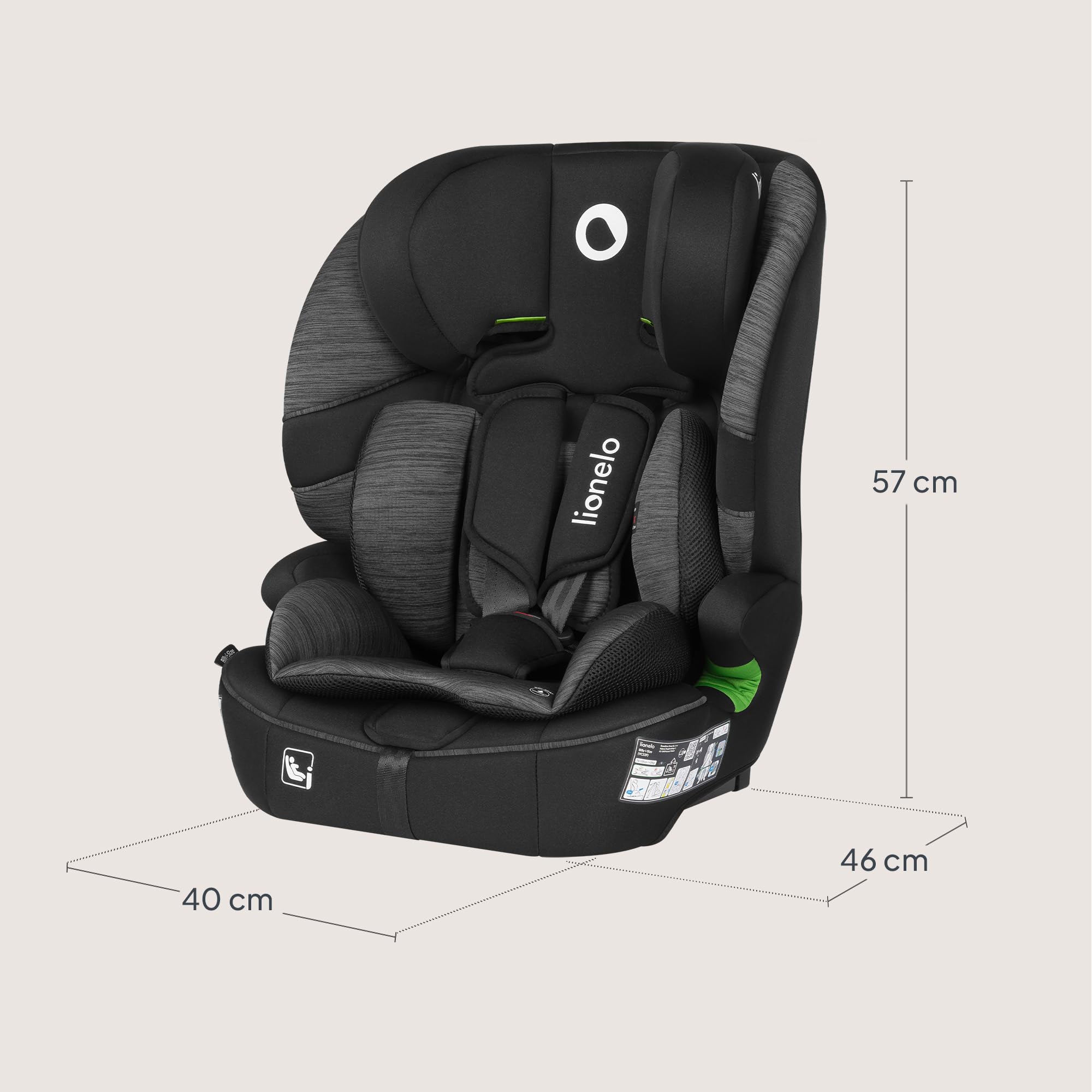 LIONELO BILLY I-SIZE Silla de Coche para Bebé, 76-150 cm De aprox. 15 meses a 12 años, Fijación ISOFIX o Cinturón de Seguridad, Reposacabezas Ajustable, Protección Lateral Norma R129.