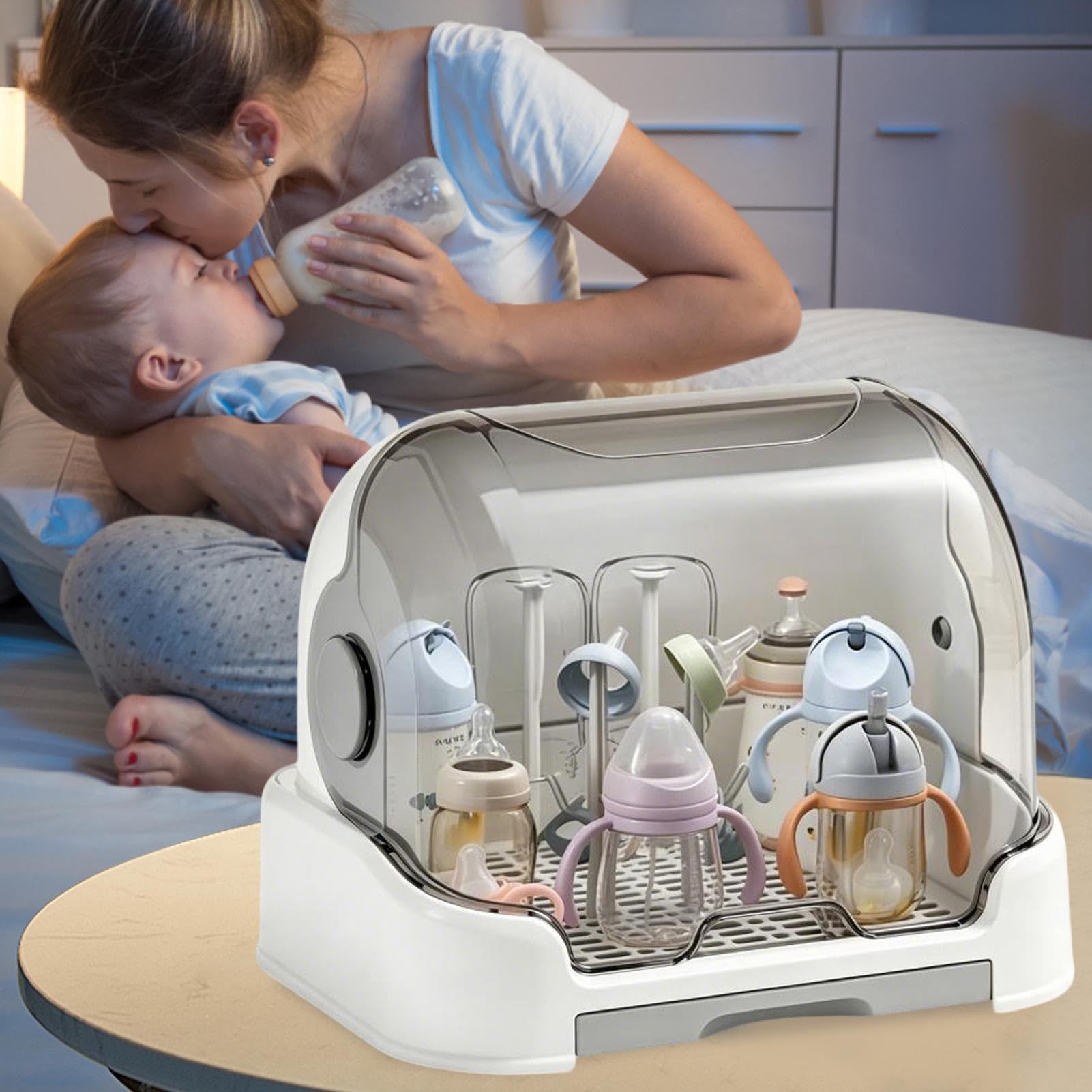 Générique Organisateur De Biberons - Range Biberon Comptoir avec Plateau Égouttoir | Rangement Portable pour Maison Voyage Crèche
