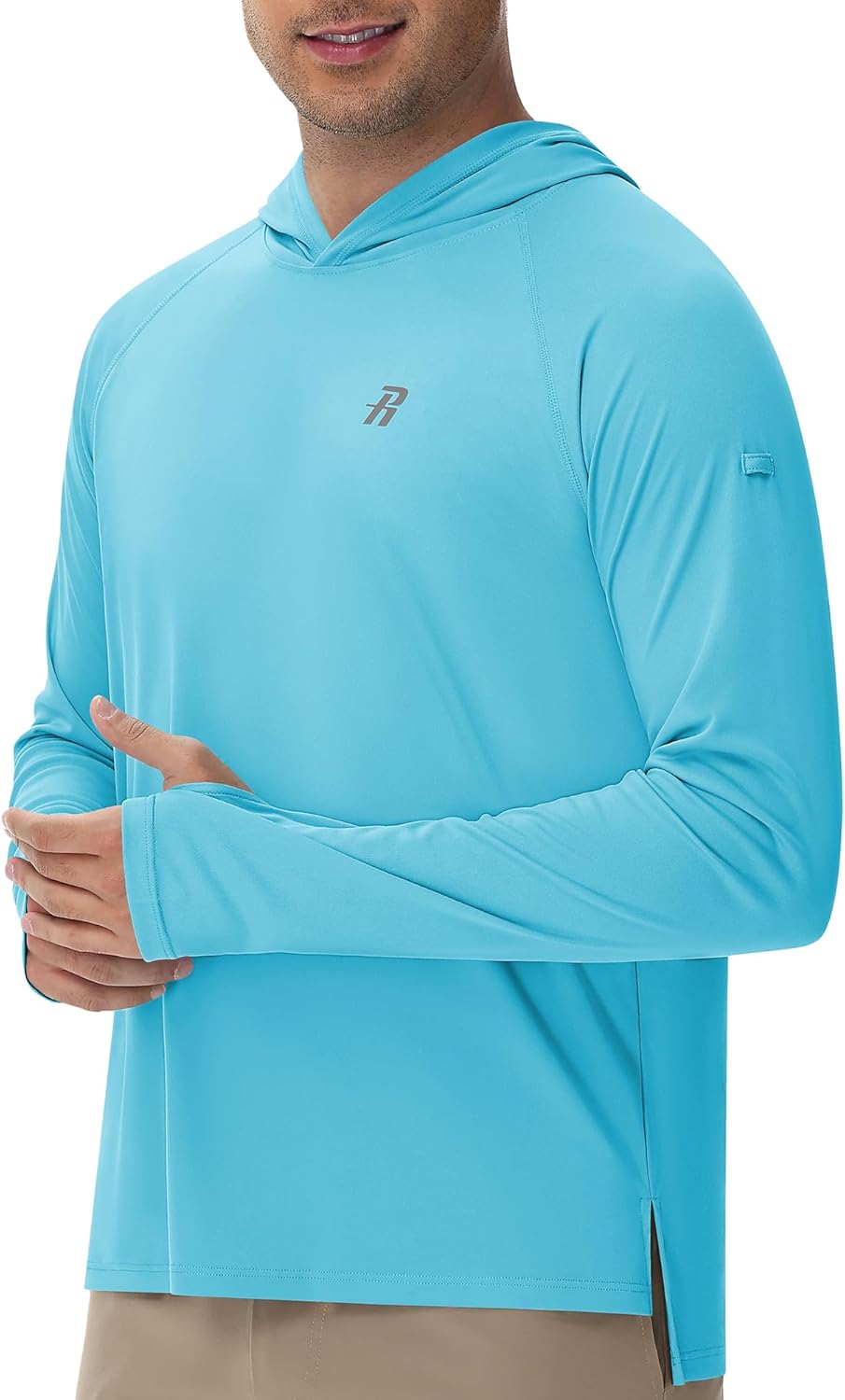 Runhit UPF 50+ Fishing Shirts for Men, Long Sleeve Sun Protection Lightweight Hoodie, UV Hiking Running Rash Guard