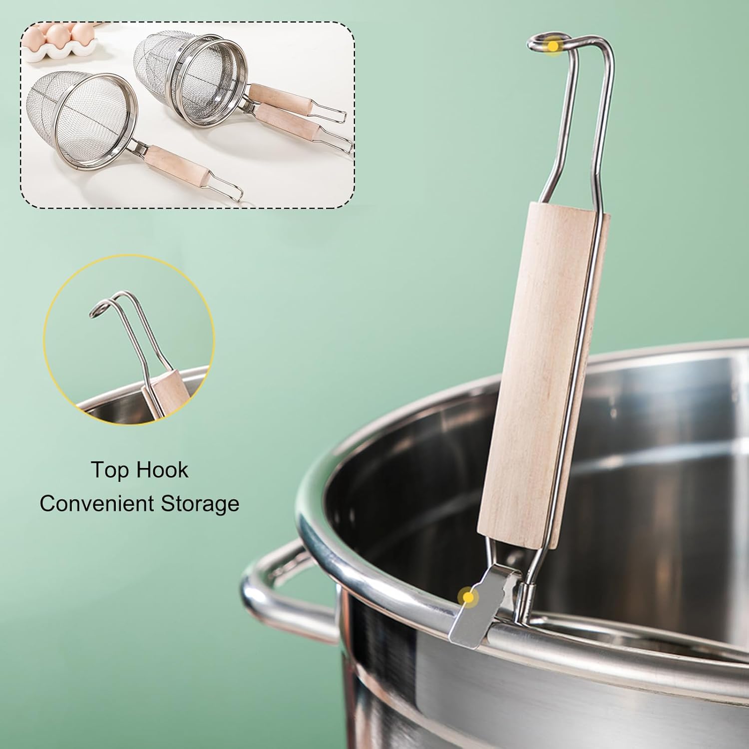 Stainless Steel Pasta Pot & Insert Cookware Pasta Cooker w/Insert Strainer Basket Home Kitchen Restaurant Cooking Tool,40cm 4 Holes