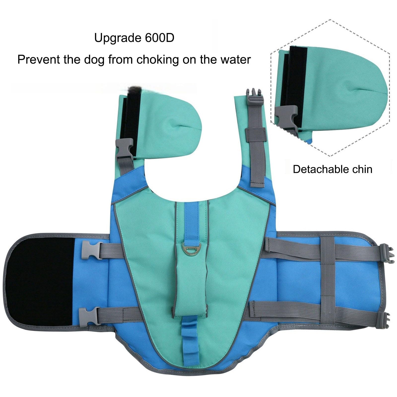 Chaleco de natación reflectante para perro, con asa de elevación fuerte para natación, barcos, actividades acuáticas, chaleco reflectante