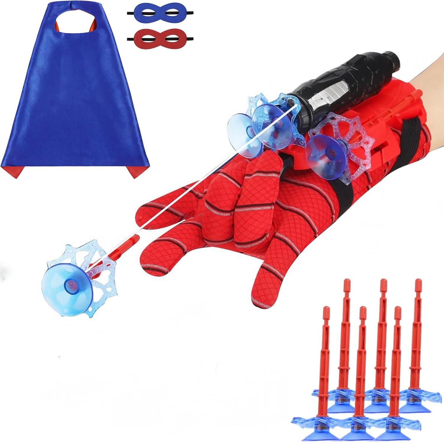 Spider Web Shooter Toy, Web Shooters for Kids Super Hero Toys, With Superhero Capes for Kids & 2Mask，Costume Cosplay and Birthday Gift for 3-14 Boys Girls