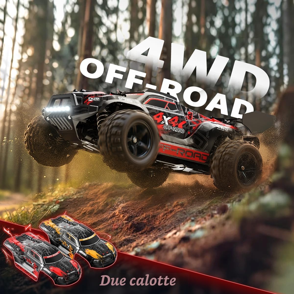 Macchina telecomandata professionale 1:18 4x4 tutto terreno RC Car 36 km/h | con doppia batteria 1500 mAh e doppia carrozzeria, Monster Truck Macchina Radiocomandata per adulti e ragazzi