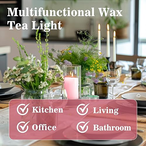 Miniatura 48 de Tealight Candles - Velas de té sin perfume, mini velas votivas con mecha de algodón para decorar el hogar, piscina, shabat, boda, emergencias, MIix