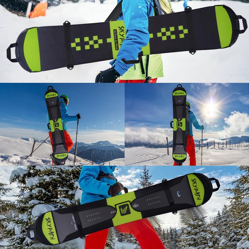 SkyPath Snowboard Cover Sleeve Case with Rubber Bumpers Adjustable Soft Cover with Detachable Double Shoulder Straps