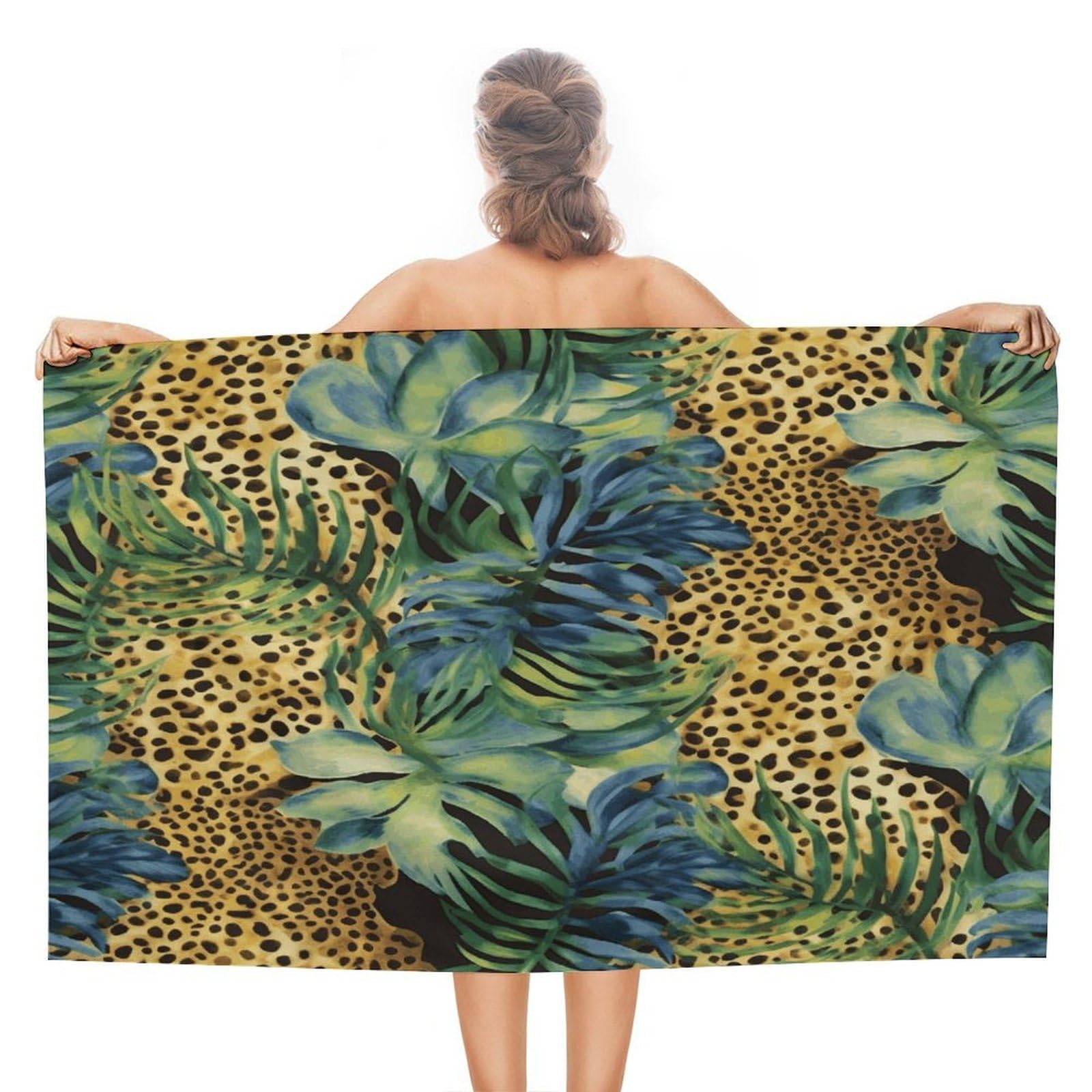 VstaDank Print Animal Leopard Print Jungle Bath Towel Stylish Double-Faced Pile Travel Towel Soft Absorbent Beach Towel for Pool Swim Sports Camping Adults Gift 51X31 Inch