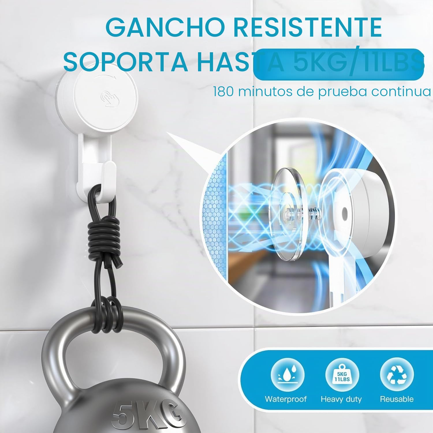 Luxear Gancho Ventosa Baño 4 Piezas Ultra Fuerte Sin Agujeros Colgador Toallas Ventosa Impermeable Reutilizable Percha Ventosa MAX 5kg para Toallas Cocina Pared Puerta Ropa