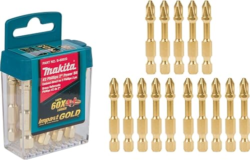 Makita B-60523 Impact Gold #2 Phillips 2″ Power Bit, 15/Pk
