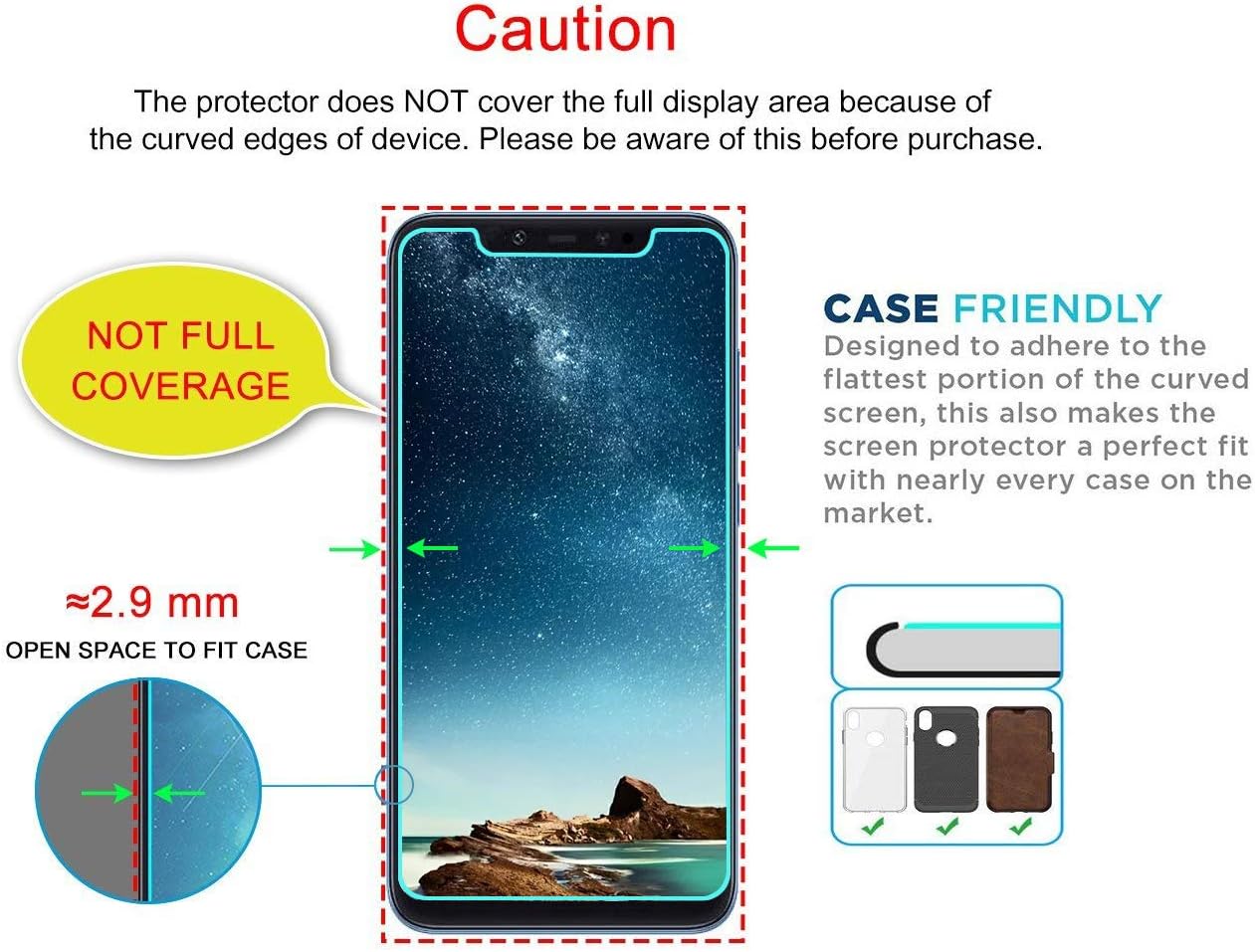 Orbic Wonder Screen Protector (Verizon), [2 Pack] Tempered Glass Screen Protector [Easy Installation] [Bubble-Free] [Case Friendly] for Orbic Wonder 2018