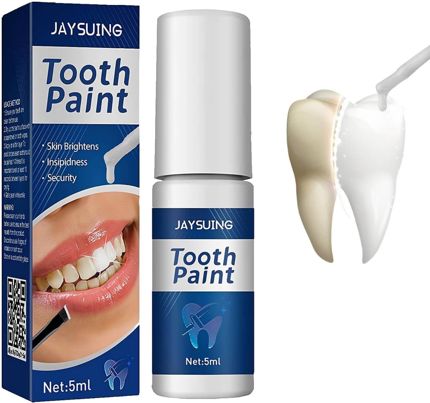 Instant Tooth Whitening Paint – Whitening Tooth Paint for Quick Brightening on The Go, Easy-Apply Gel Formula That Dries Clear and Helps Reduce Surface Stains Without Strips or Trays