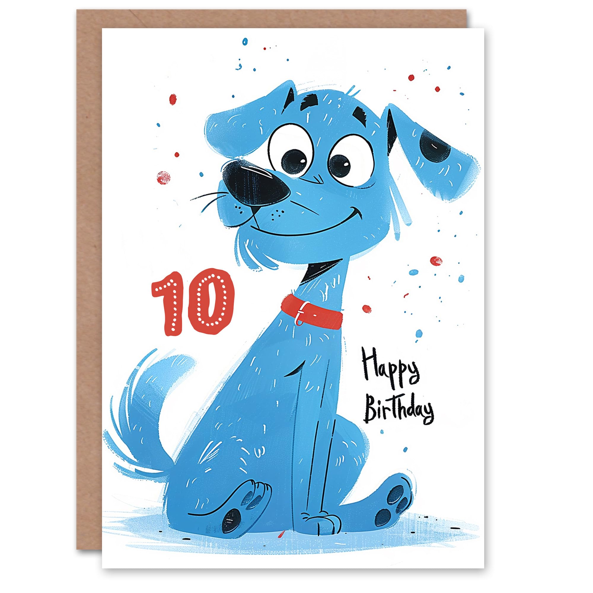Artery8 - Kids - Birthday Card - Dog Lover - Blue - 10th Birthday