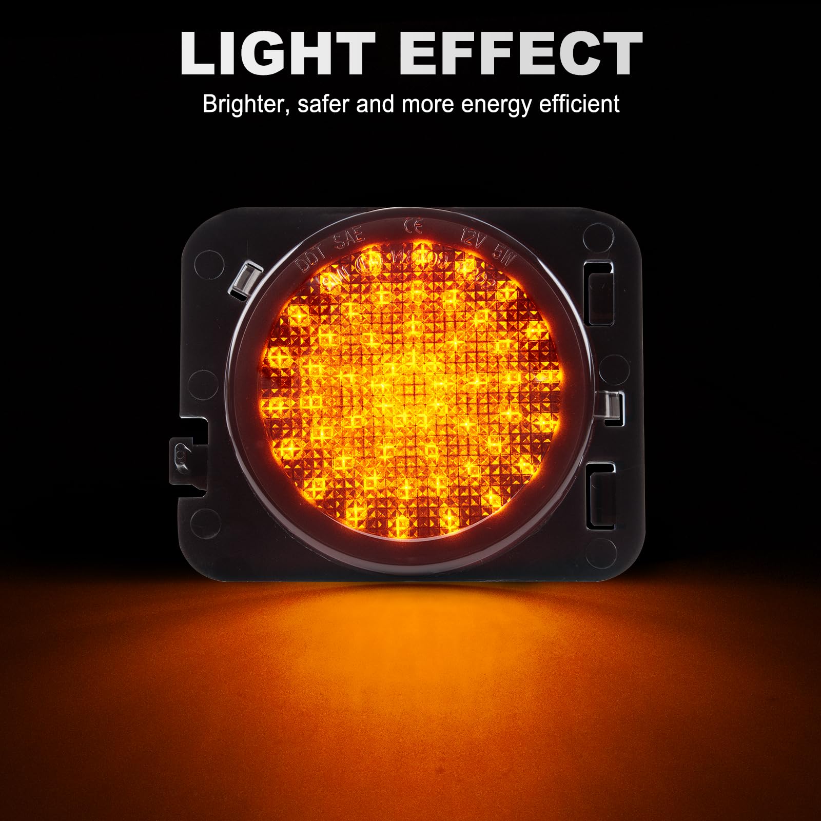 Frecce Laterale a LED per Wrangler JK 2007-2015, Indicatori di Direzione Laterale a LED Canbus, Nero, 2 Pezzi