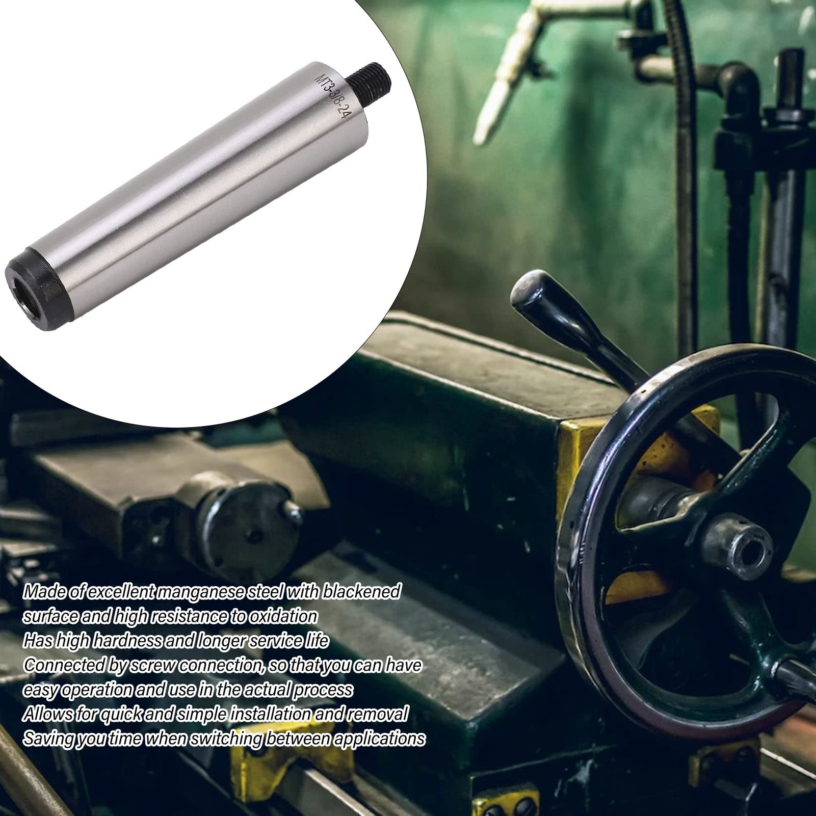 flexman MT3 Shank to 3/8in?24 Drill Chuck Arbor, Manganese Steel Threaded Mill Chuck Arbor Adapter for Tapping Machine