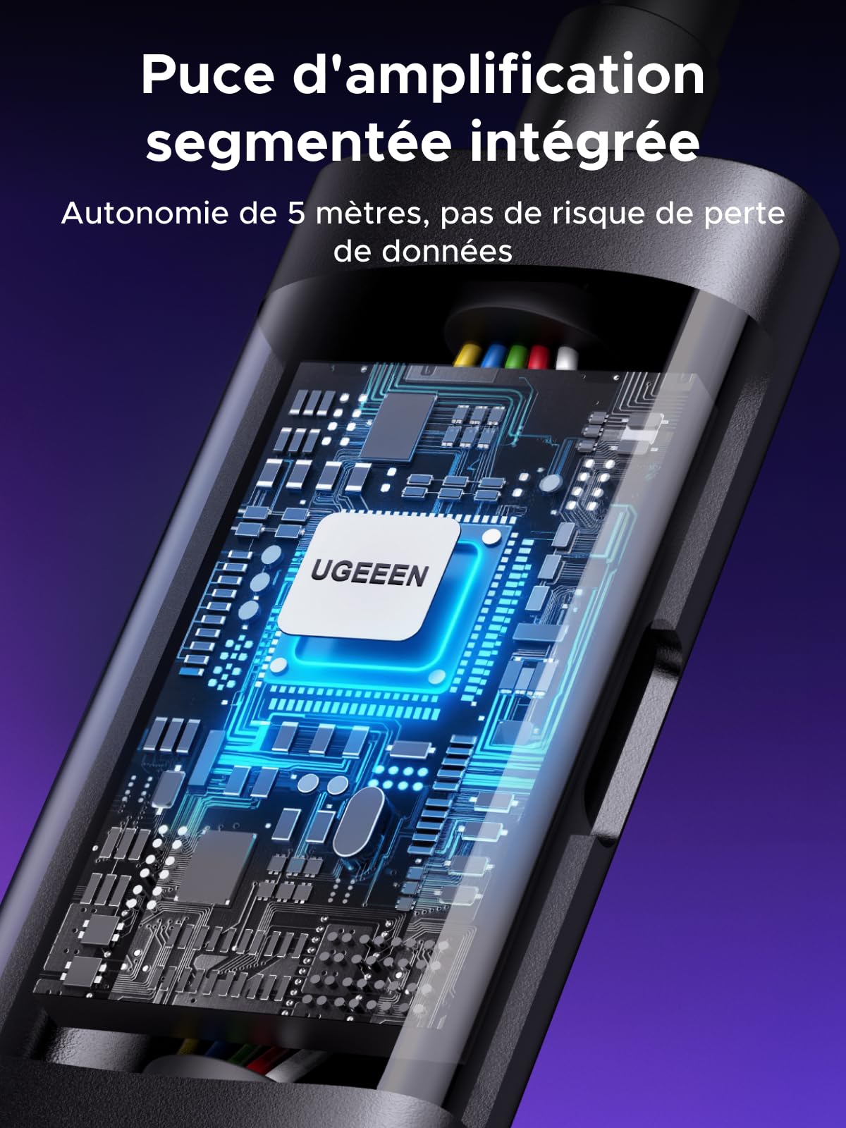UGREEN 5M Câble Link USB 3.0 Transfert de Données à Haute Vitesse 5 Gbps Compatible avec Meta Quest 3s 3 2 1 Pro PICO 4 Pro Ultra HTC XR Elite pour Casque VR et PC de Jeu