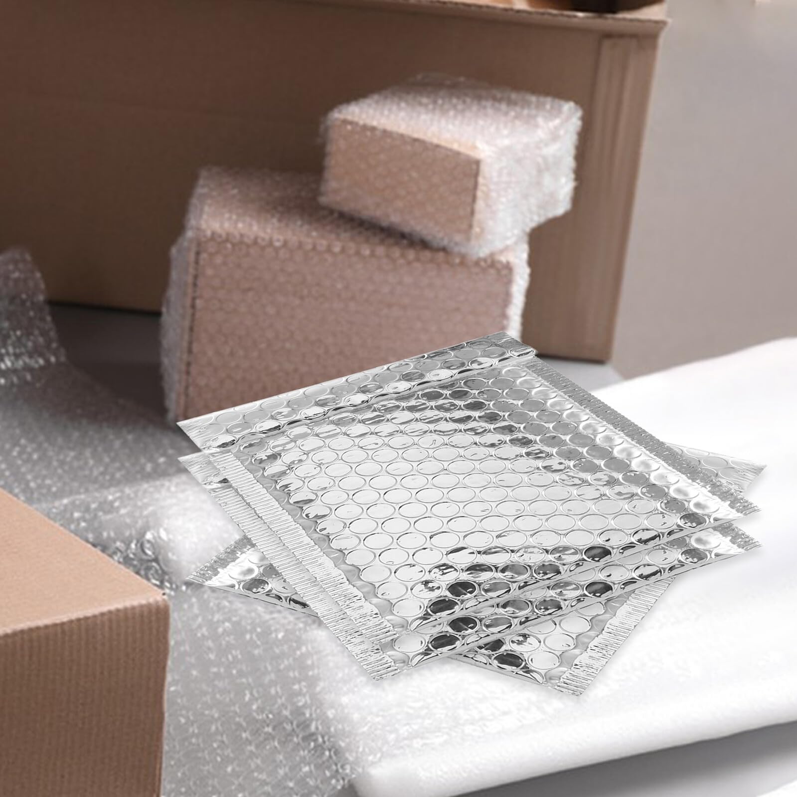 Cabilock Buste Imbottite in Materiale Sintetico Leggero 100 Pezzi Autosigillanti Argento Bolle per Imballaggio e Negozi di Accessori Moda