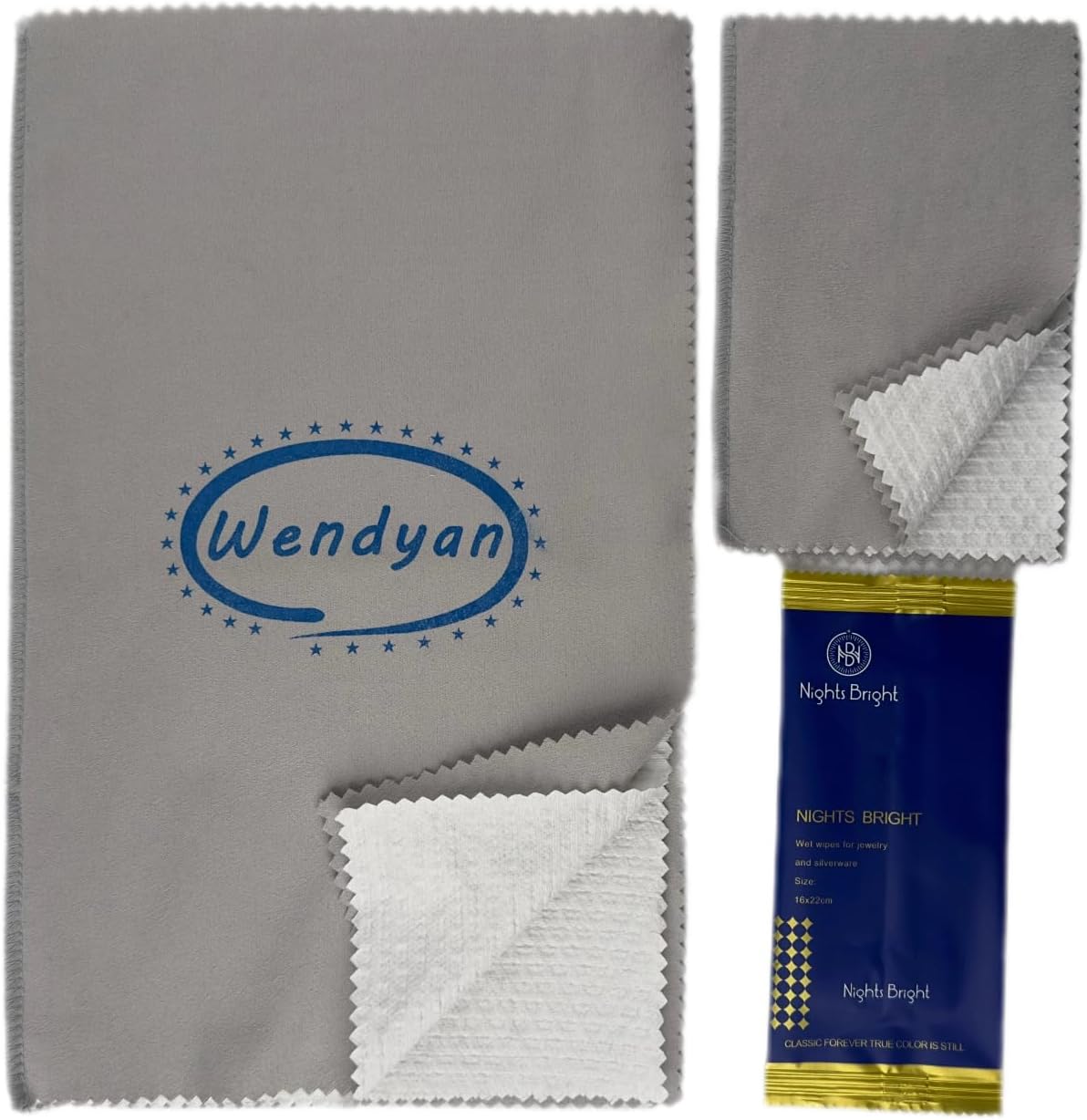 3PCS Jewelry Cleaning Kit: 1 Deep-Cleaning Silver Wet Wipe + 2 Jewelry Polishing Cloths (Extra Large 15" x 12" and Standard Size) - Suitable for Gold, Silver, Diamond, and Platinum Jewelry