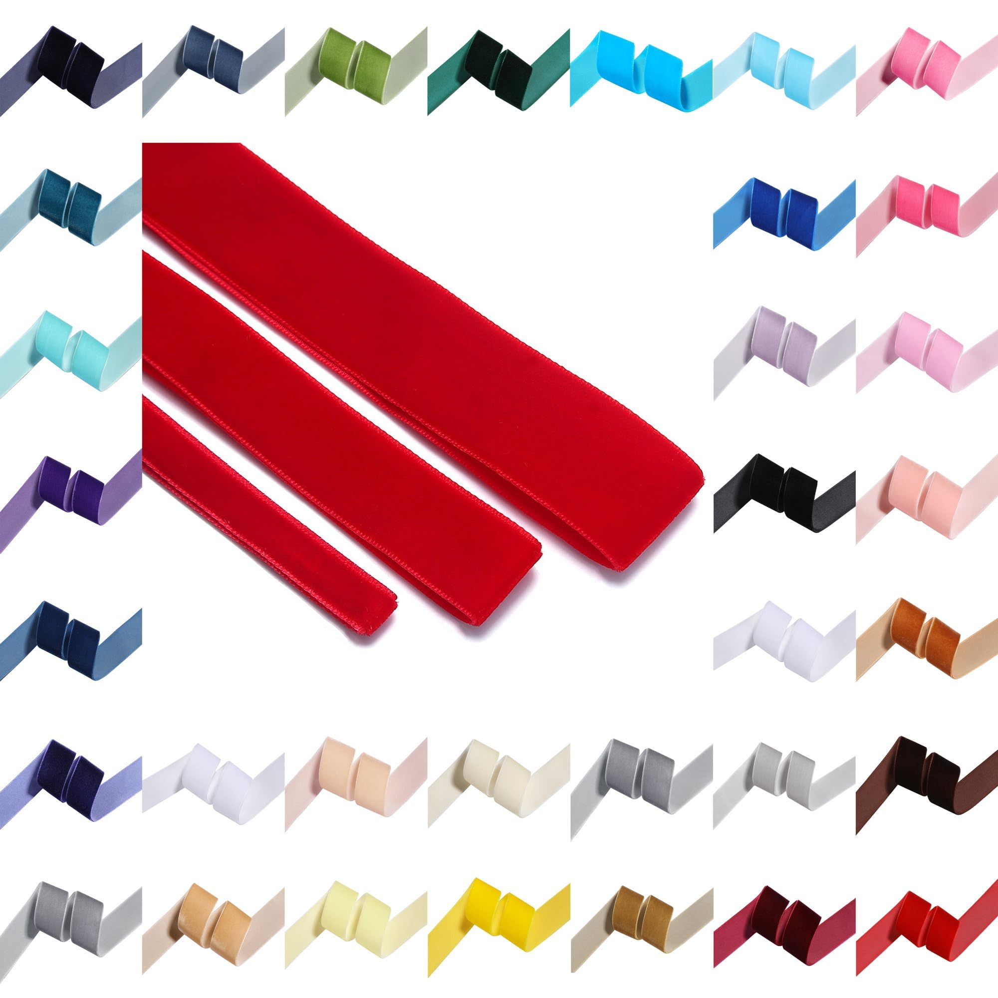 Velvet Ribbon Luxury Soft Velour Trimming Tape for Crafts,Sewing,Decoration – Soft & Stylish,32 Colour Options,10mm/19mm/25mm Width,Oeko-Tex Certified. [Fuchsia Cerise Pink - 25 Yards - 10mm]