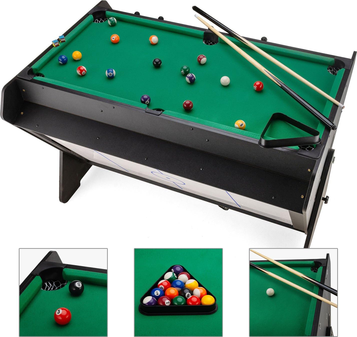 3in1 Spieltisch Kickertisch Tischbillard Airhockey 121x84x85 cm für Kinder und Erwachsene