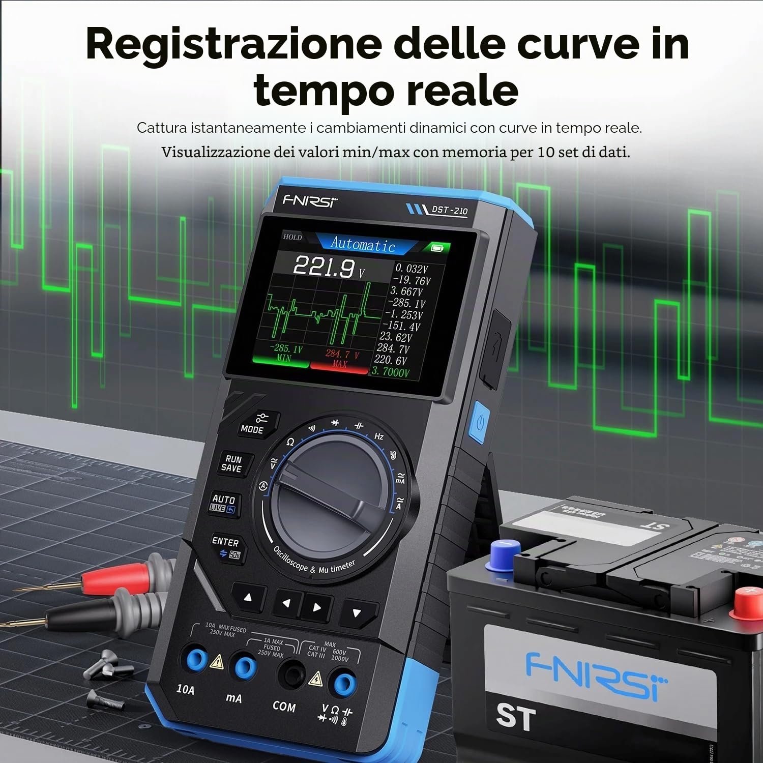 FNIRSI DST-210 e DST-201 Oscilloscopio multimetro digitale 3 in 1 19999 conta strumento elettrico portatile per oscilloscopio automobilistico (DST-201)