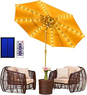Solar Patio Umbrella Lights 8 Lighting Mode String Lights with Remote Control Umbrella Lights Solar Powered Waterproof Outdoor for Patio Umbrellas Outdoor Use Camping Tents Decorate Warm White