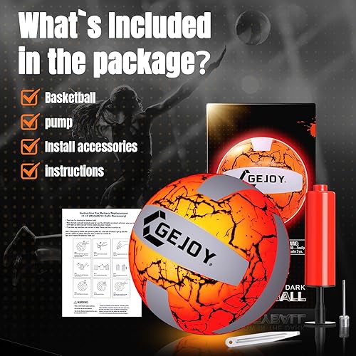 Miniatura 2 de Gejoy Bola que brilla en la oscuridad con luz LED, baloncesto, fútbol, voleibol, tamaño oficial, regalo ideal para Navidad, adultos, hombres,