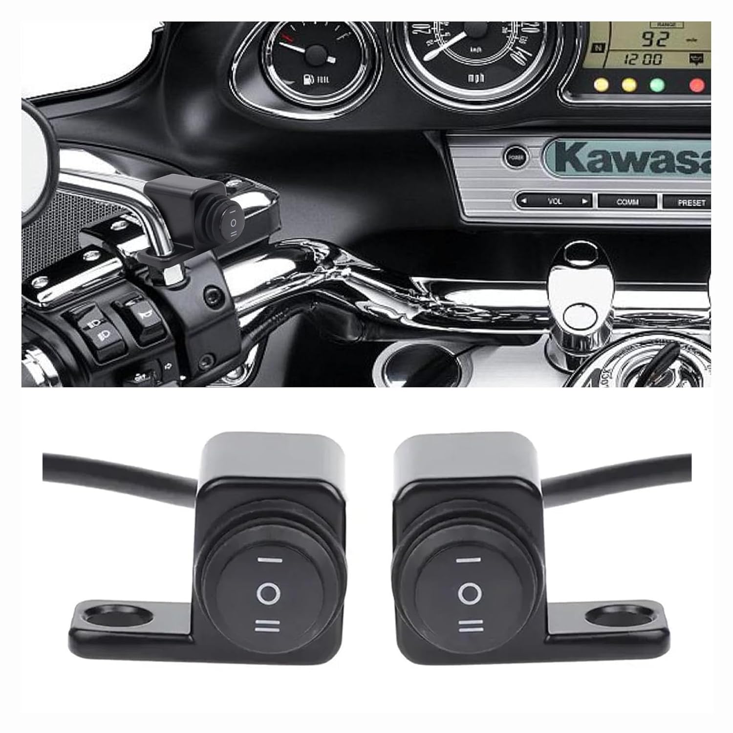 2 Pcs Motorcycle Handlebar Switch for Honda Shadow 750 2015-2024, Motorcycle Three Way Headlight and Rearview Light Conversion Switch, Stability Control Button