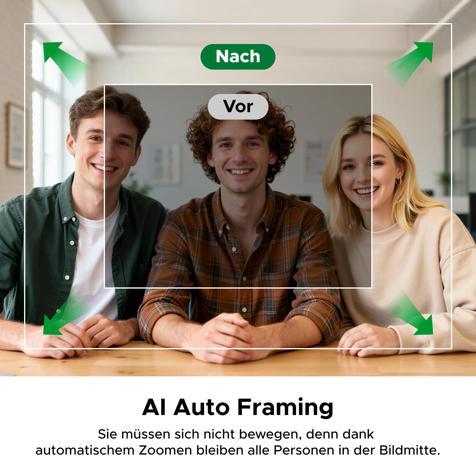 UGREEN FineCam Pro 4K Webcam mit 1/2" Sensor, AI Framing, KI-Gestensteuerung, 7 Filteroptionen, KI-Rauschunterdrückung, PDAF Autofokus, PC Kamera für Live-Streaming, Videokonferenzen, Zoom, Switch 2