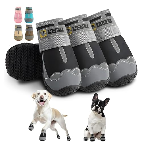 Hcpet Anti-Slip Dog Boots Black Size 3, 4PCS