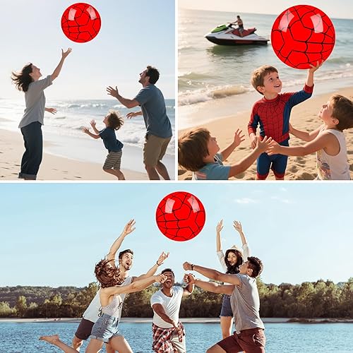Miniatura 4 de Paquete de 3 bolas de playa de 16 pulgadas, bolas de playa temáticas de telaraña para niños, para piscina de verano y playa, regalos de juegos de