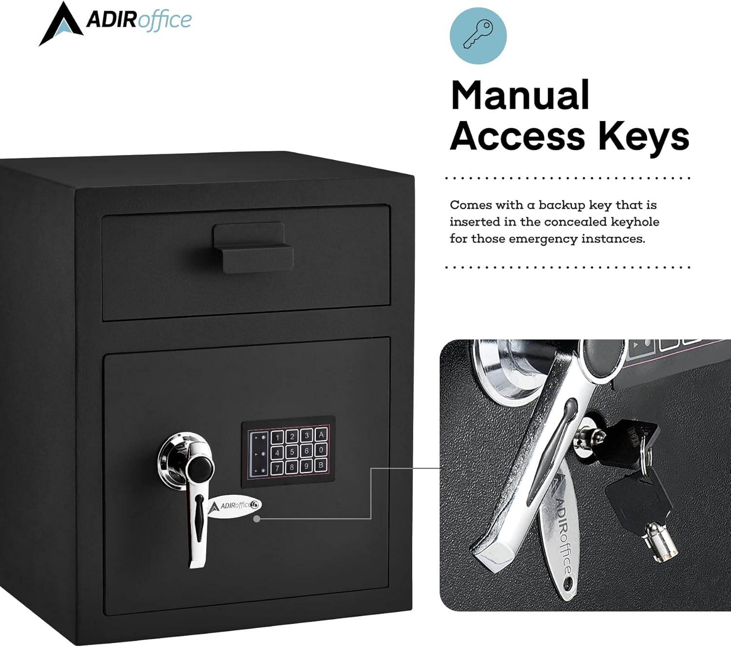 Image showing the manual access key being used with the safe's lock
