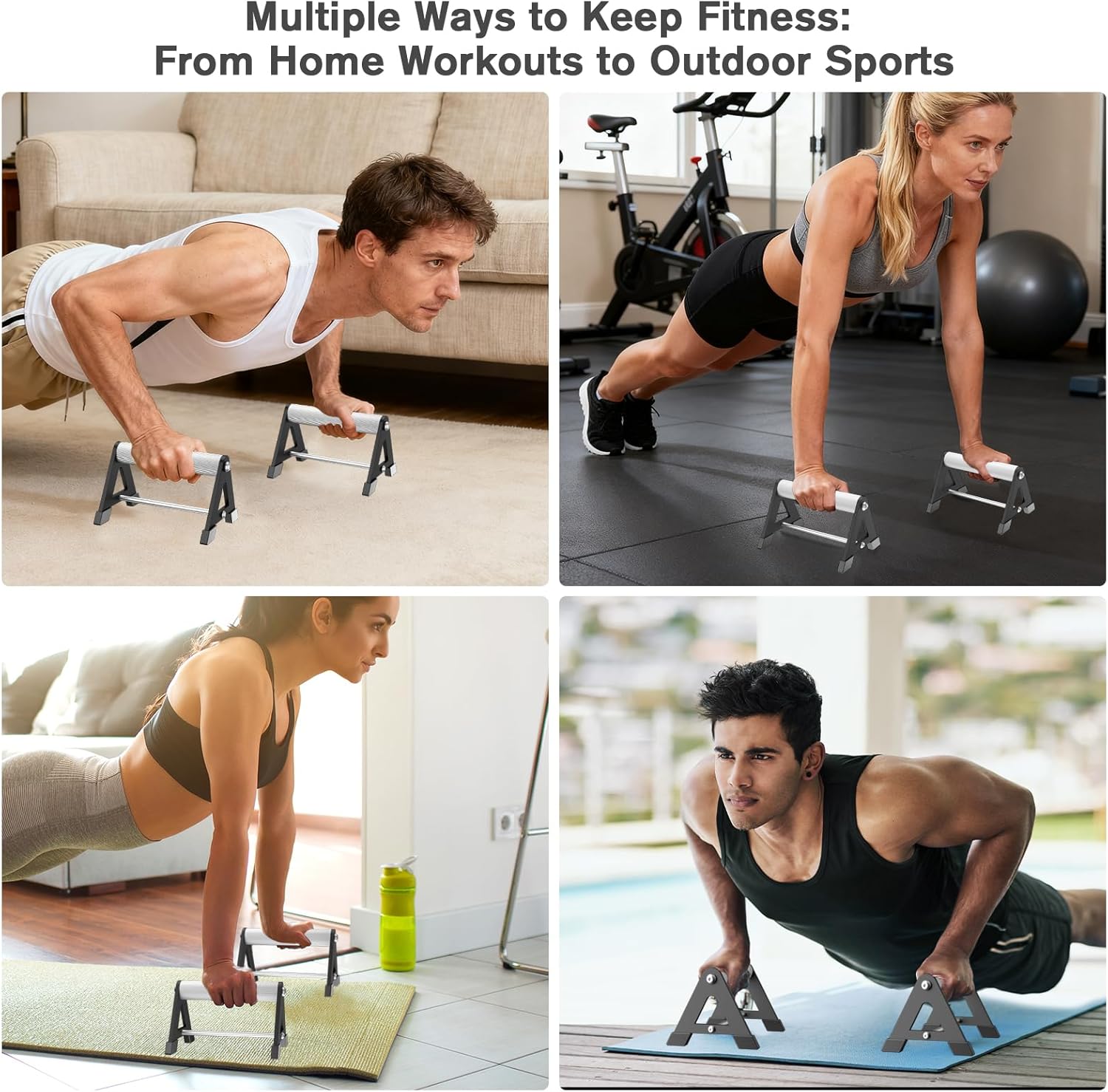 Push Up Stand, Pushup Handles for Strength Training, Heavy-duty Stainless Steel Push Up Bars Gym Exercise Equipment, Hold Up to 500lbs, 1 Pair