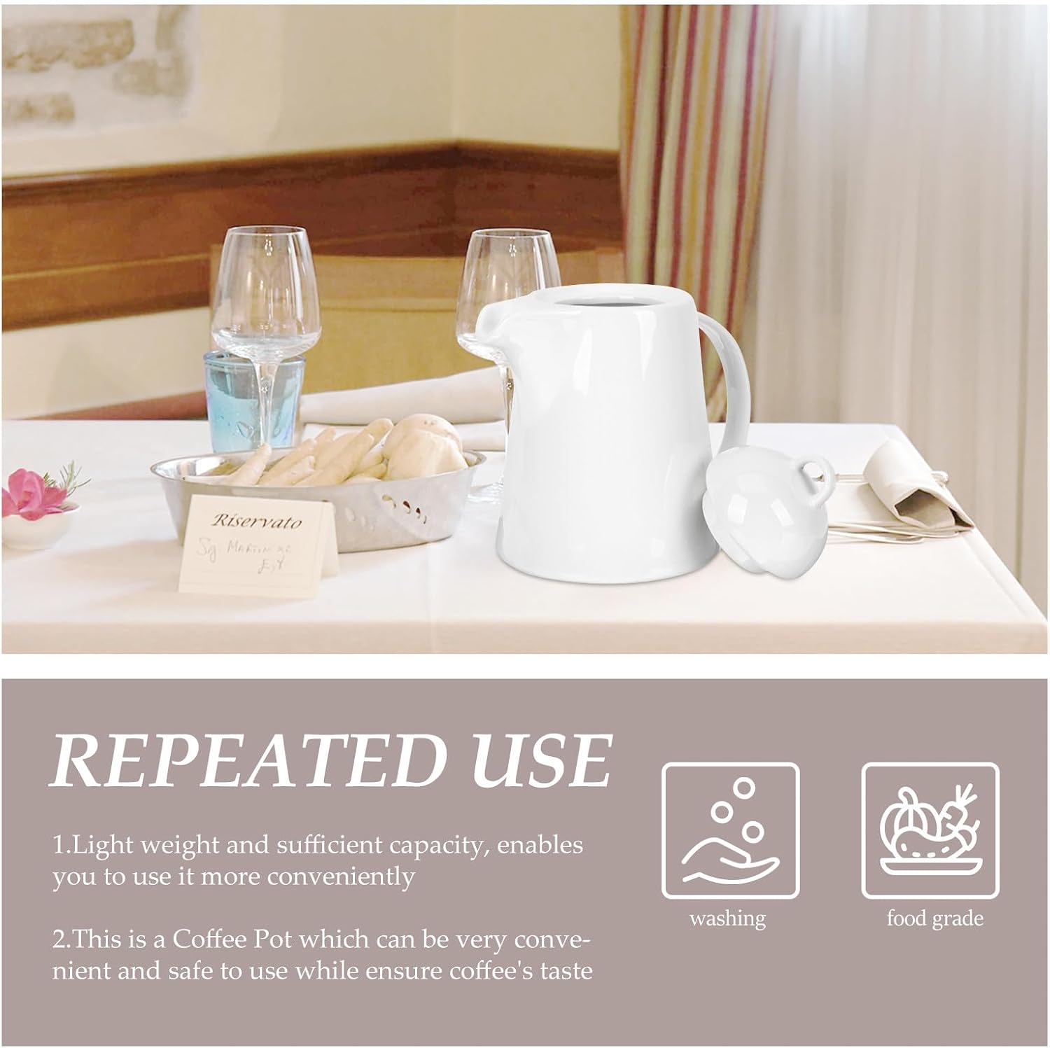 Ceramic Coffee Pot and Milk Kettle White Porcelain Household Tea Kettle with Handle for Daily Use and Brewing