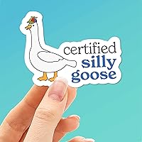 Vista 7 de Calcomanía certificada de ganso tonto para botella de agua, divertida calcomanía de meme, bonita calcomanía de sombrero de hélice para vasos