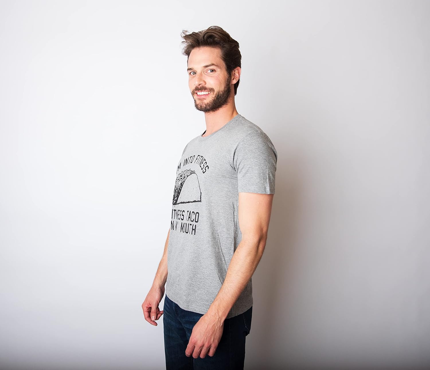 Crazy Dog Mens Graphic Funny T Shirt Im Into Fitness Taco in My Mouth Humor Novelty Shirt - Image 7