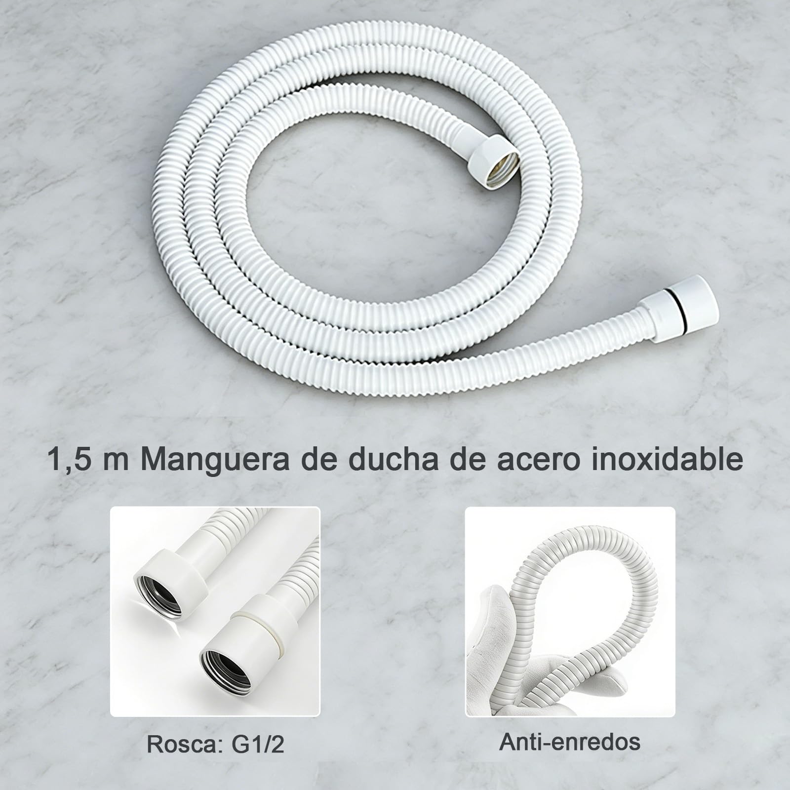 Ducha Higienica para WC en Latón, Grifo Bidet para WC Empotrado con Soporte y Manguera, Pulverizador de Bidé de Mano Agua Fría, para Higiene Personal, Blanco