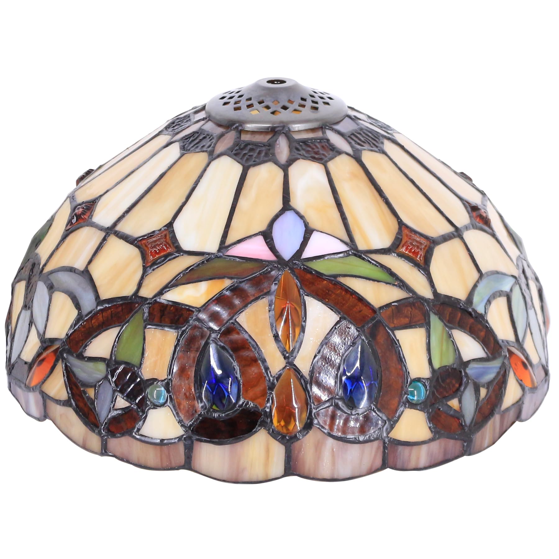 Tiffany Lamp Shade Replacement Only 12X6 Inch Stained Glass Style Lampshade with Cap fit for Table lamp Pendant Light Ceiling Fixture (Yellow)