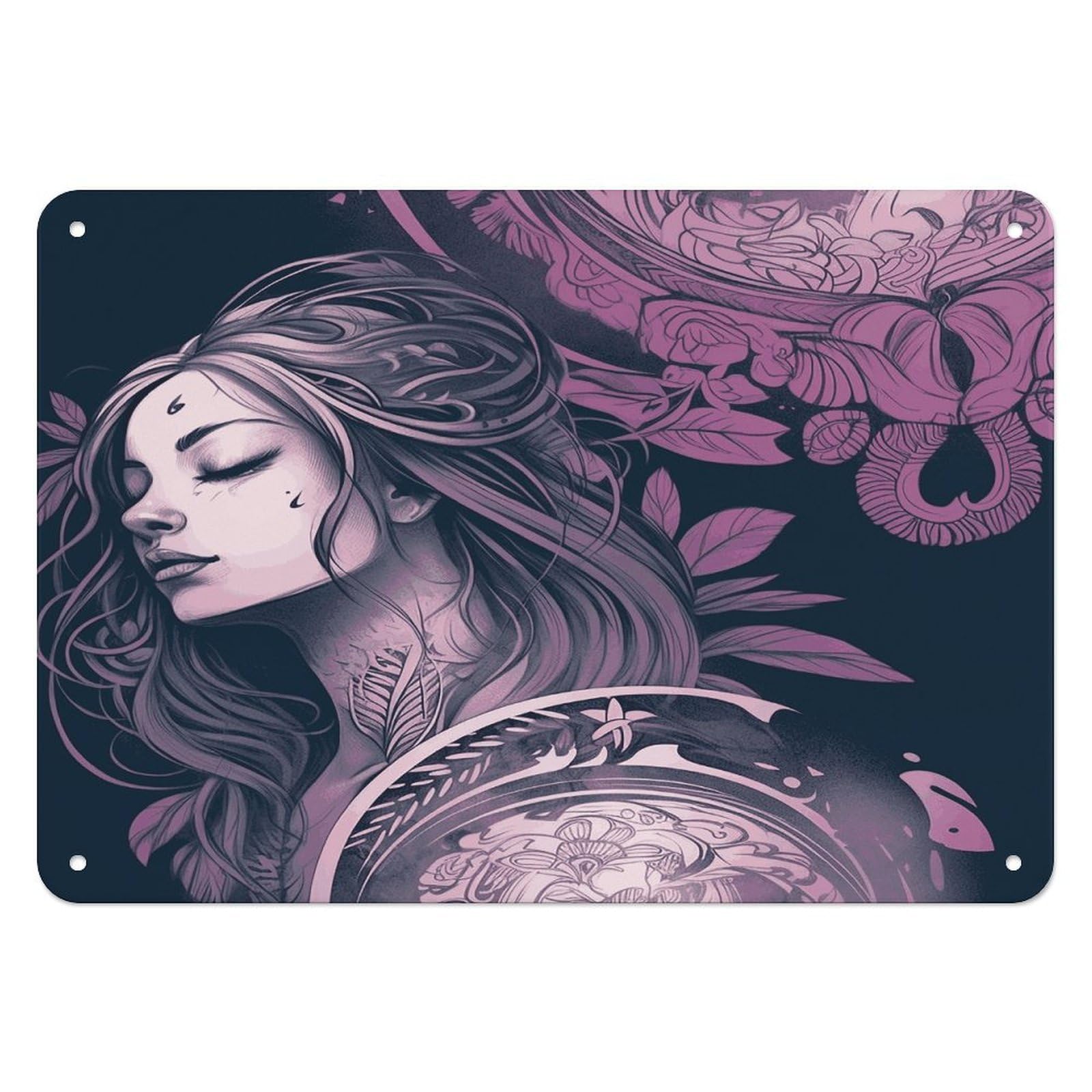 Fodpand Style Ethereal Illustration Retro Vintage Metal Tin Sign,Wall Art Decor Garden Plaque Poster For Bedrooms Yard Bars Pubs Patios Porches 7.9X5.5 Inch