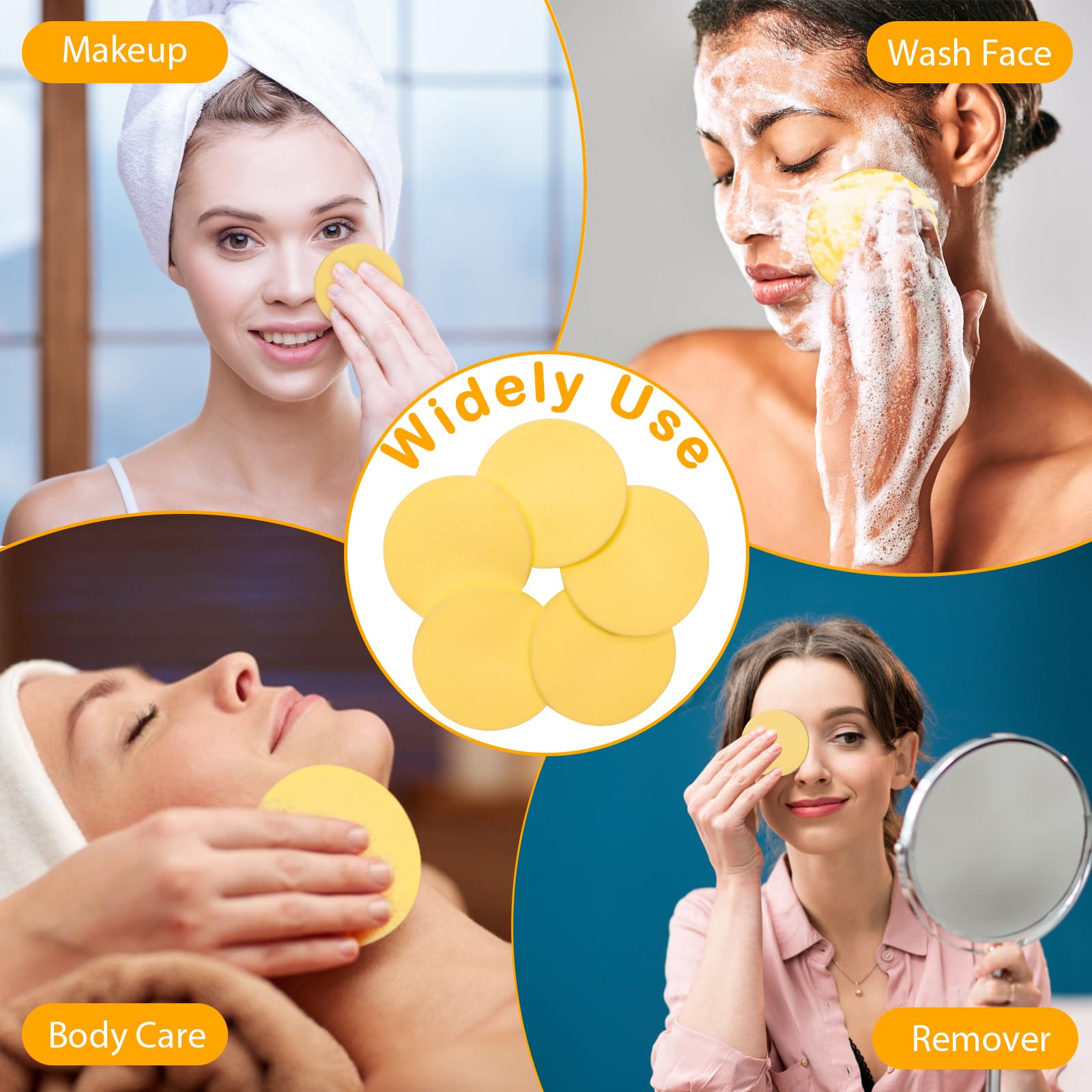 Luxiv - Esponjas faciales comprimidas, 240 + 1 unidad, esponja de cara redonda, esponjas profesionales comprimidas para eliminación de maquillaje para esteticistas, esponja facial, compresa,