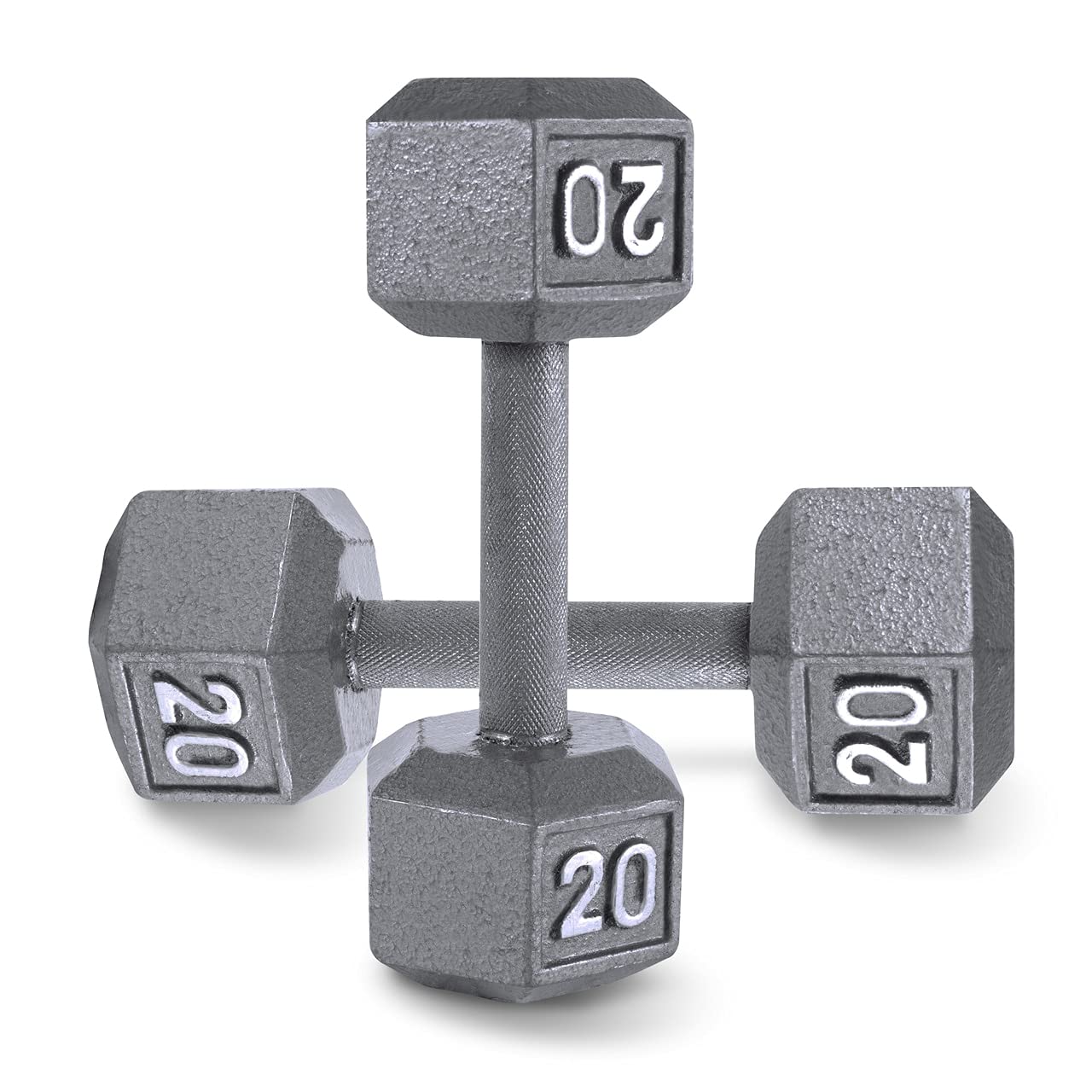WF Athletic Supply Cast Iron Solid Hexagon Gray Dumbbells, Strength Training Free Weights Set of 2 for Women and Men, Hand Weights Sold by Pairs, from 1 to 120 LBS, Multi-Select Size Options Available