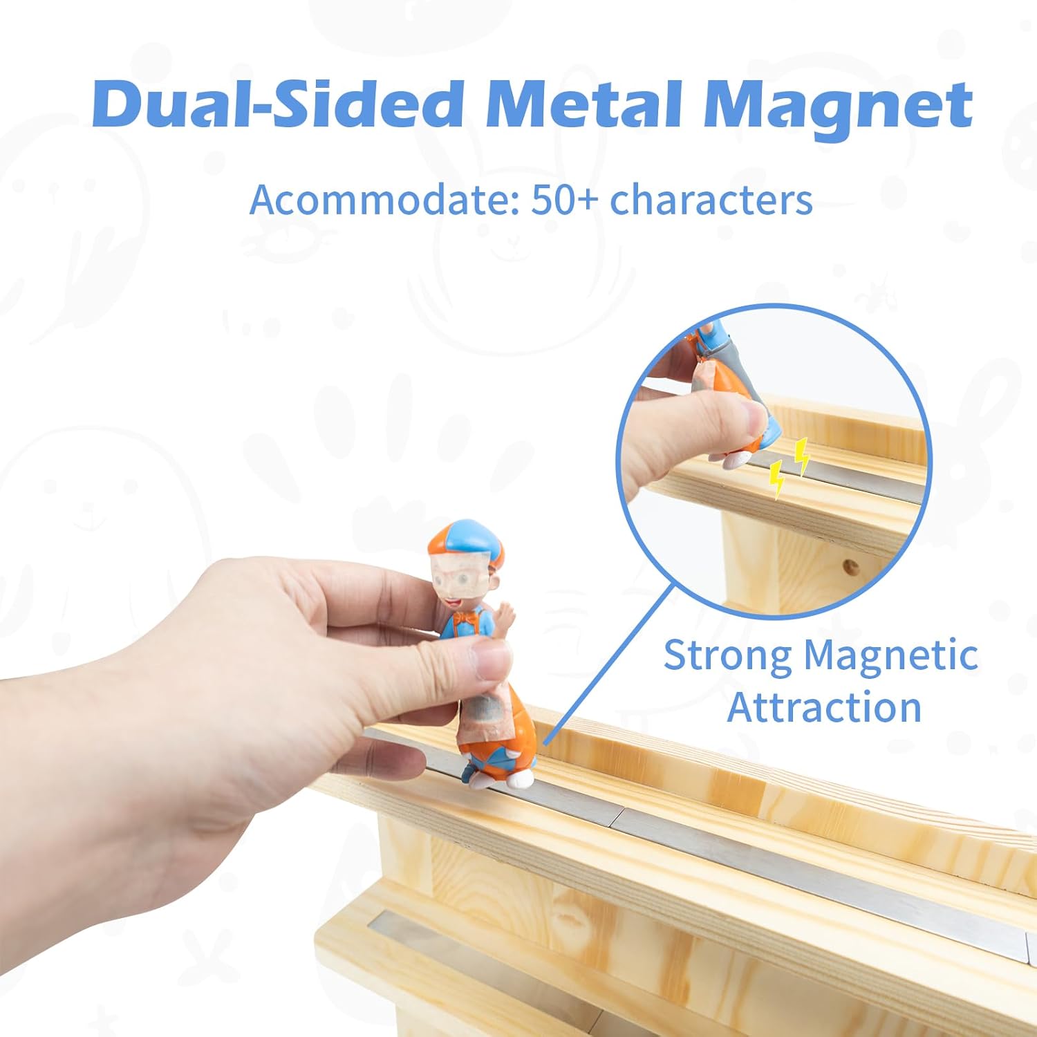 for Tonie Shelf Magnetic,for Tonie Storage Wall, Holds 50+ Characters Creative Magnetic Top & Back,Pinewood Floating Shelves,Dedicated Charging Spot for Tonebox,Figures Storage,4-Tier