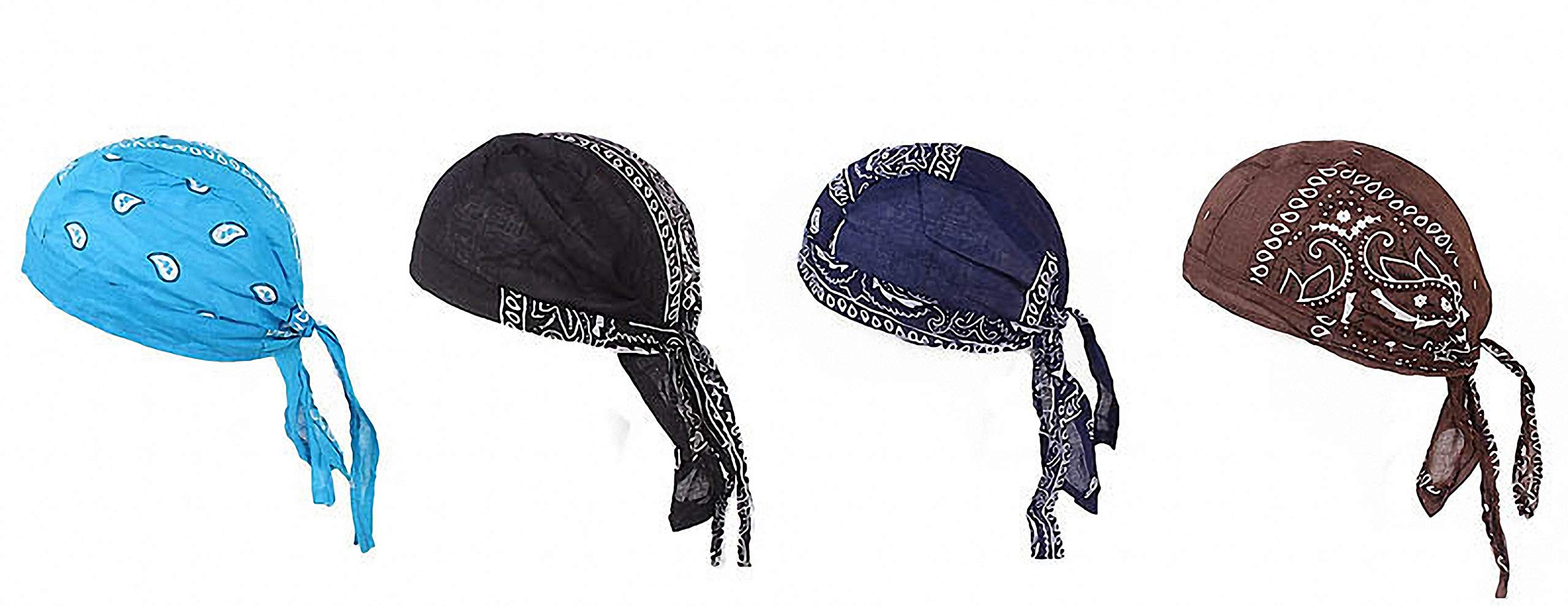 Ulalaza Men's G1 Breathable Bandana Hat Cotton Durag Headwrap Pirate Cap Skull Caps Wo