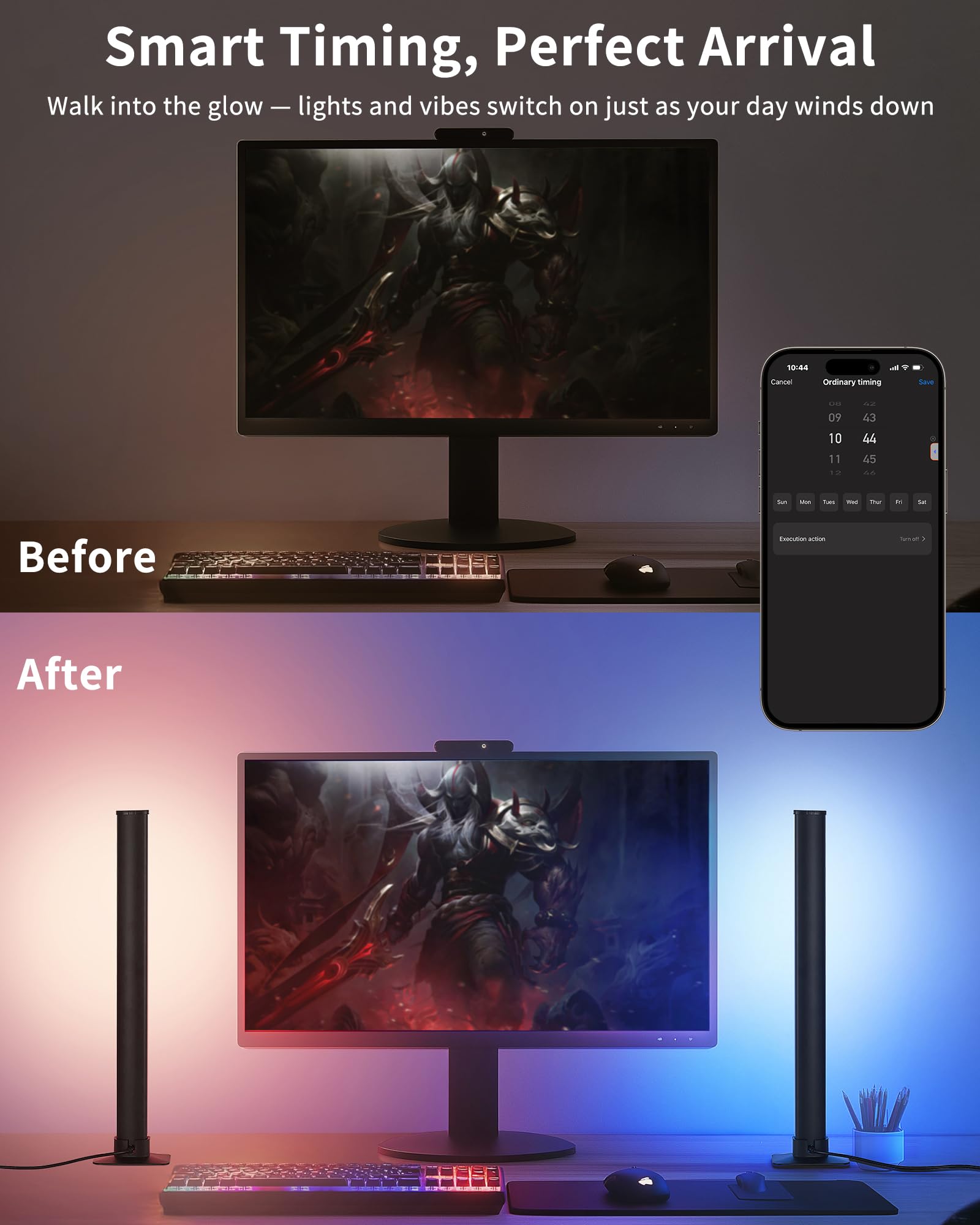 Barras LED RGB para TV y Gaming, 25cm Luces Inteligentes, LED TV Ambilight Sincronizado, Control por App, Decoración para Sala de Juegos e Idea de Regalo VYBE Desk