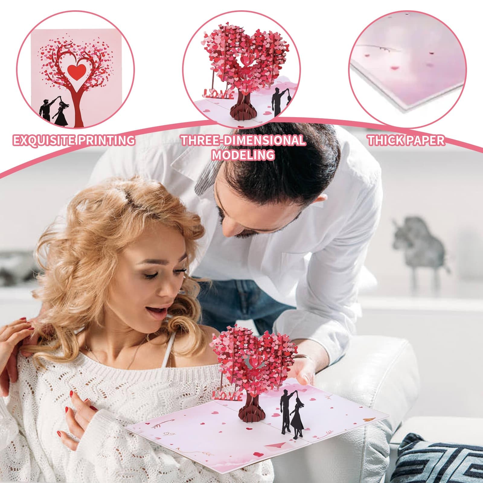 Love Tree Pop Up Anniversary Card, Couple Dancing 3D Pop Up, Romantic Lovers for Valentines Day Wedding, Anniversary, Love - Image 4